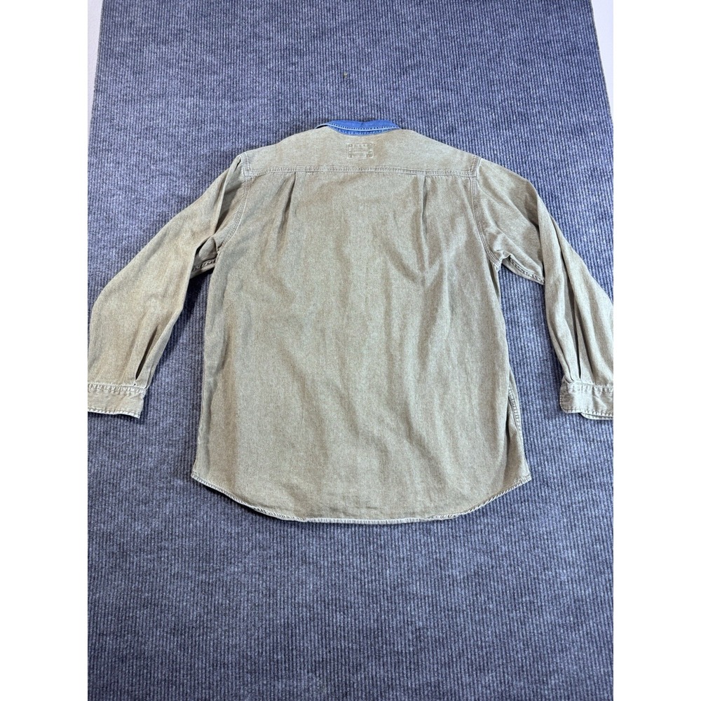 Nautica Denim Classic Fit Olive Blue Long Sleeve Button-Up Shirt XL Pocket - Picture 6 of 9